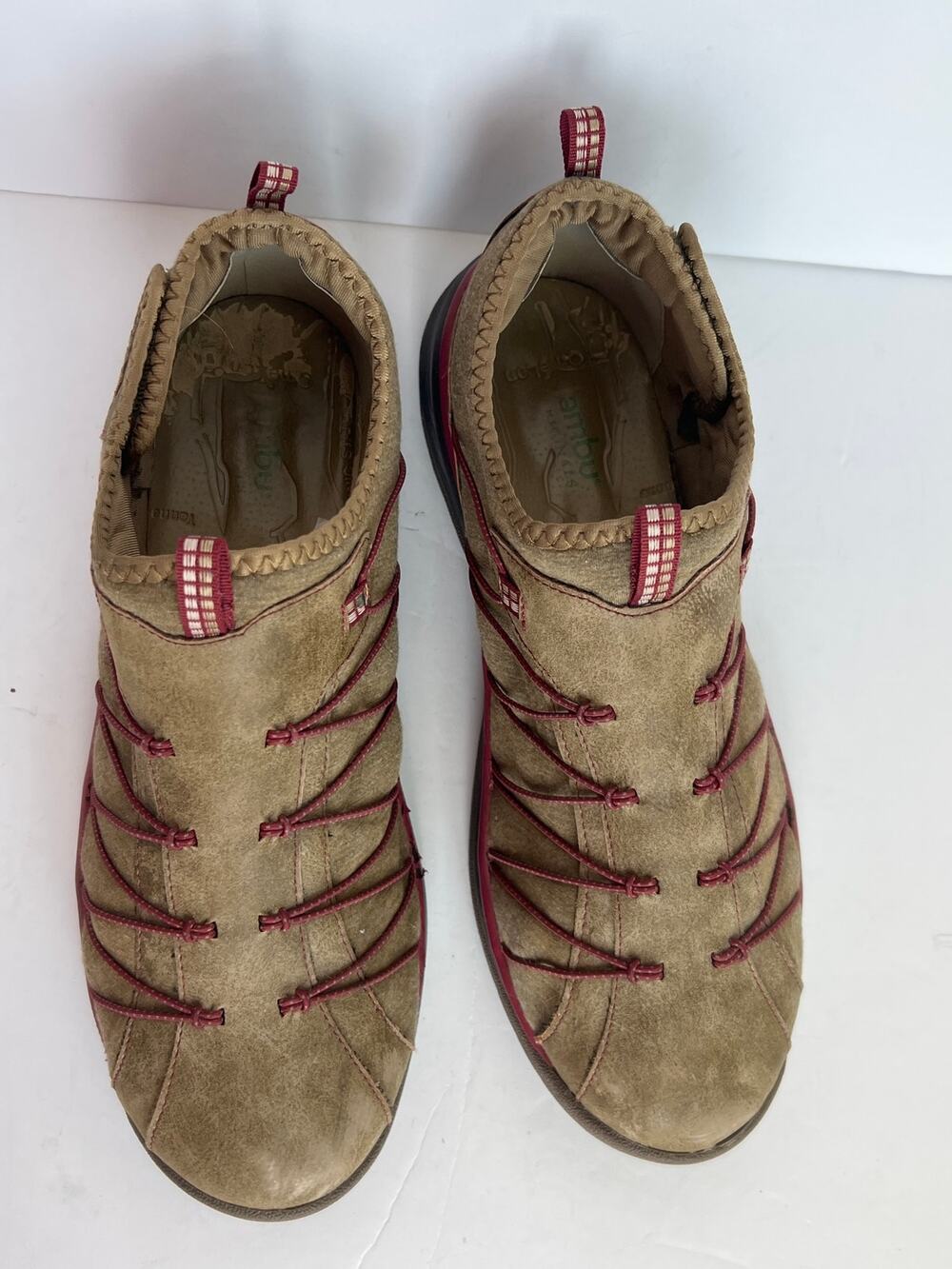 Jambu Synergy Womens Casual Slip On Sneakers Brown Red Trails Shoes Size 10